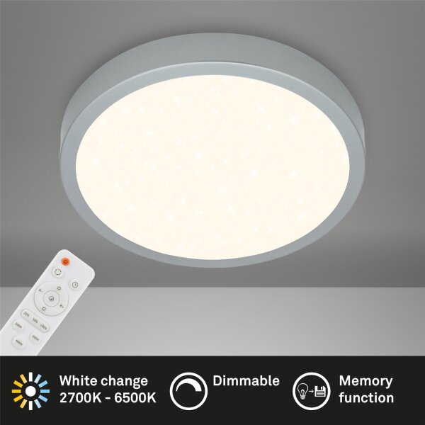 LED Deckenleuchte Deckenlampe, Silber, 24 Watt, 2700 – 6500K, dimmbar – Briloner