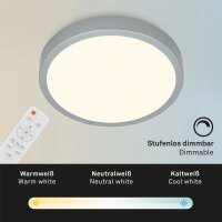 LED Deckenleuchte Deckenlampe, Silber, 24 Watt, 2700 – 6500K, dimmbar – Briloner