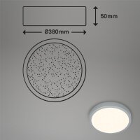 LED Deckenleuchte Deckenlampe, Silber, 24 Watt, dimmbar, mit Fernbedienung, Ø 38 cm – Briloner