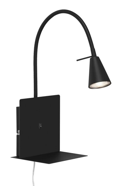 Briloner Wandleuchte LED GU10 5W Wandlampe Flexarm Ablage Schalter Schwarz