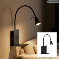LED Wandleuchte mit Ablagemöglichkeit, Schwarz, 5...