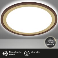 LED Deckenleuchte LED Deckenlampe mit Backlight, Gold, Braun, 18 Watt – Briloner
