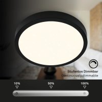 Deckenleuchte Briloner LED 24W Ø 38CM Deckenlampe CCT Dimmbar Fernbedienung Sternenhimmel Aufbauleuchte Rund Schwarz