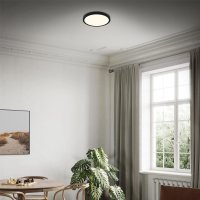 Deckenleuchte Briloner LED 24W Ø 38CM Deckenlampe CCT Dimmbar Fernbedienung Sternenhimmel Aufbauleuchte Rund Schwarz