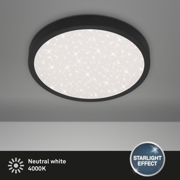 LED Deckenleuchte Sternenhimmel, Schwarz, 24 Watt, 4000K, Sternenhimmel-Effekt – Briloner