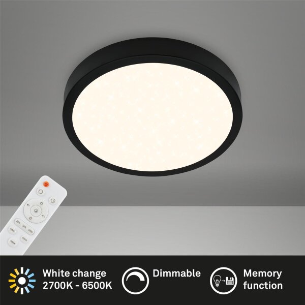 LED Deckenleuchte Sternenhimmel, Schwarz, 18 Watt, dimmbar, CCT einstellbar – Briloner