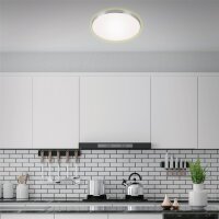 LED Deckenlampe Backlight, Weiß / Alu, 18 Watt, 3000K, Backlight-Effekt, Ø 35,5 cm – Briloner