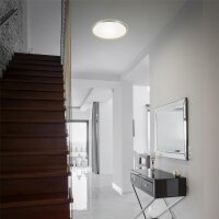 LED Deckenleuchte Backlight, Weiß / Alu, 18 Watt, Backlight-Effekt, Ø 35,5 cm – Briloner
