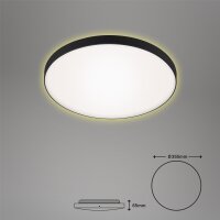 LED Deckenleuchte Simpa, Schwarz, 18 Watt, 3000K, Backlight-Effekt, Ø 35,5 cm – Briloner