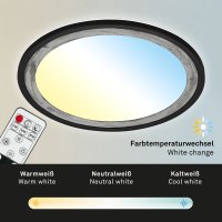 B-Kartonage Briloner Deckenleuchte Silver Crafted LED 22W CCT Dimmbar Deckenlampe Backlight Schwarz-Silber