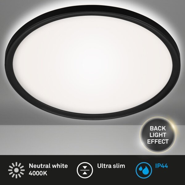 Deckenleuchte Briloner LED Backlight Badleuchte schwarz Deckenlampe IP44 42 cm
