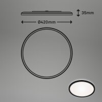 Deckenleuchte Briloner LED Backlight Badleuchte schwarz Deckenlampe IP44 42 cm