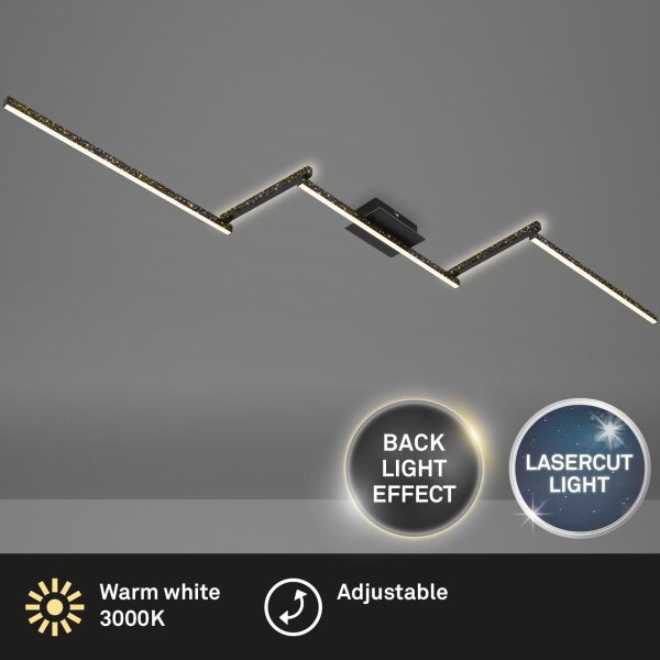 LED Deckenlampe Glitzer-Effekt, Schwarz, 24 Watt, 3000K, Backlight-Effekt – Briloner