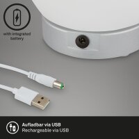 Akku-Tischleuchte, Silber, 3 Watt, 3300K, Ø 16 cm – Briloner