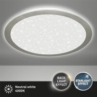 LED Deckenlampe Sternenhimmel, Nickel-Matt, 15 Watt, 1500lm, 4000K, Backlight-Effekt – Briloner