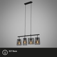 4-flammige Pendelleuchte Retro Draht, Schwarz, 4 x E27 max. 60W, 74 x 120 cm – Briloner