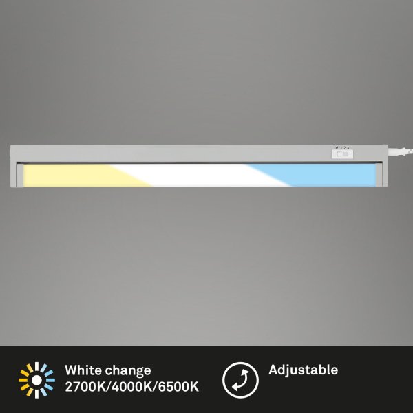 B-Kartonage Unterbauleuchte Briloner LED Silber Lichtfarbe verstellbar 54,5 cm schwenkbar