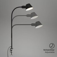 Klemmlampe Klemmleuchte, Schwarz, 10 Watt, E27-Fassung, schwenkbar, 41 x 74 cm – Briloner