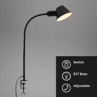 Klemmlampe Klemmleuchte, Schwarz, 10 Watt, schwenkbar, 41...