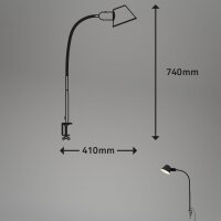 Klemmlampe Klemmleuchte, Schwarz, 10 Watt, schwenkbar, 41 x 74 cm – Briloner