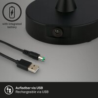 Akku Tischleuchte Briloner LED 3W  Tischlampe IP44 Außenleuchte Dimmbar Touch USB Aufladbar  Schwarz Holzoptik