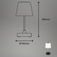 Akku Tischleuchte Briloner LED 3W  Tischlampe IP44 Außenleuchte Dimmbar Touch USB Aufladbar  Schwarz Holzoptik