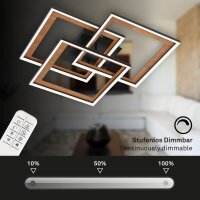 Deckenleuchte Briloner Frame LED 45W 56CM Deckenlampe CCT Dimmbar Fernbedienung Schwenkbar Holz Schwarz