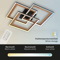 LED Deckenlampe Frame, Schwarz / Holzfarbig, 45 Watt, 2700 – 4000K, dimmbar – Briloner
