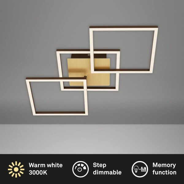 Deckenleuchte Briloner Frame Goldfarbig LED dimmbar über Schalter Deckenlampe
