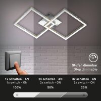 Deckenleuchte Briloner Frame LED 18W 52CM Deckenlampe Glitzereffekt Dimmbar Schwenkbar Alu-Chrom