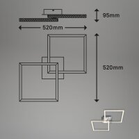 Deckenleuchte Briloner Frame LED 18W 52CM Deckenlampe Glitzereffekt Dimmbar Schwenkbar Alu-Chrom