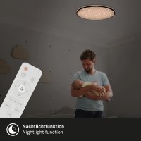 B-Kartonage Briloner Deckenleuchte Sternenhimmel LED 80W Deckenlampe CCT Dimmbar Fernbedienung Schwarz