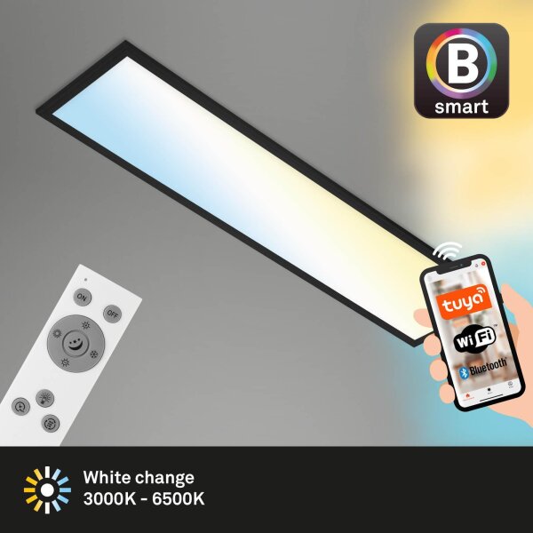 Deckenleuchte Briloner LED 28W 100CM Deckenlampe SmartHome Dimmbar CCT Panel Fernbedienung Schwarz