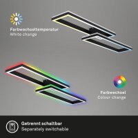 Deckenleuchte Briloner Frame LED 42W 119,5CM Deckenlampe CCT RGB Backlight Dimmbar Fernbedienung Schwenkbar Schwarz