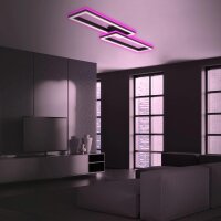 Deckenleuchte Briloner Frame LED 42W 119,5CM Deckenlampe CCT RGB Backlight Dimmbar Fernbedienung Schwenkbar Schwarz