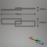 Deckenleuchte Briloner Frame LED 42W 119,5CM Deckenlampe CCT RGB Backlight Dimmbar Fernbedienung Schwenkbar Schwarz
