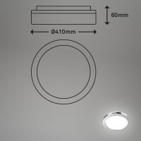 Badleuchte Briloner LED 28W Ø 41CM Badezimmerlampe IP44 Backlight Deckenleuchte 4000K Chrom