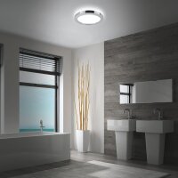 LED Deckenleuchte Badleuchte, Chrom, 28 Watt, 4000K, Backlight-Effekt, IP44, Ø 41 cm – Briloner