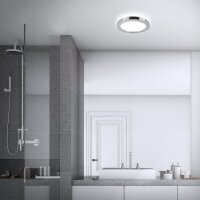 LED Deckenleuchte Badleuchte, Chrom, 28 Watt, 4000K, Backlight-Effekt, IP44, Ø 41 cm – Briloner