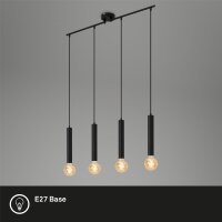 4-flammige Pendelleuchte Retro, Schwarz, 4 x E27 max. 60W, 85 x 110 cm – Briloner