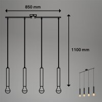 4-flammige Pendelleuchte Retro, Schwarz, 4 x E27 max. 60W, 85 x 110 cm – Briloner