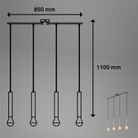 4-flammige Hängeleuchte Retro, Antik-Silber, 4 x E27 max. 60W, 85 x 10 x 110 cm – Briloner