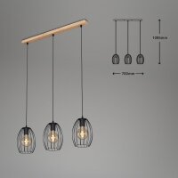 Hängeleuchte Briloner 70 cm Holz Hängelampe Pendellampe schwarz