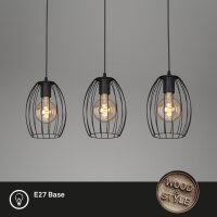 Hängeleuchte Briloner 70 cm Holz Hängelampe Pendellampe schwarz