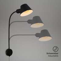 B-Kartonage Wandleuchte Briloner E27-Fassung 50CM Wandlampe Schwenkbar Spot Steckerleuchte Metall Schwarz