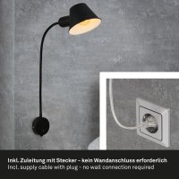 B-Kartonage Wandleuchte Briloner E27-Fassung 50CM Wandlampe Schwenkbar Spot Steckerleuchte Metall Schwarz