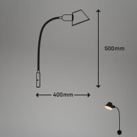 Wandlampe Wandleuchte, Schwarz, 10 Watt, E27-Fassung, schwenkbar, 50 cm – Briloner