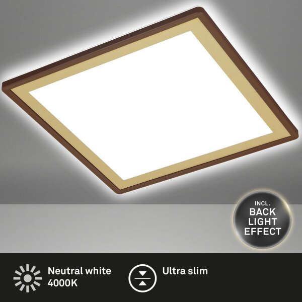 LED Deckenlampe Panel Backlight, Braun-Gold, 18 Watt, 4000K, Backlight-Effekt – Briloner