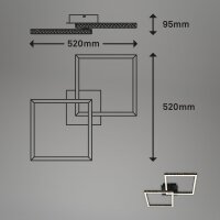 Deckenleuchte Briloner Frame LED 20W 52CM Deckenlampe Dimmbar Schwenkbar Glitzereffekt 3000K Schwarz