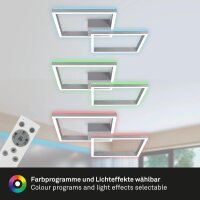 Deckenleuchte Briloner Frame LED 34W 64CM Deckenlampe CCT Dimmbar RGB Backlight Fernbedienung Schwenkbar Aluminiumfarbig